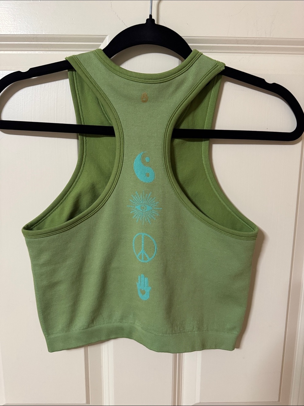 Spiritual Gangster Green Icons Seamless Racerback Crop Tank